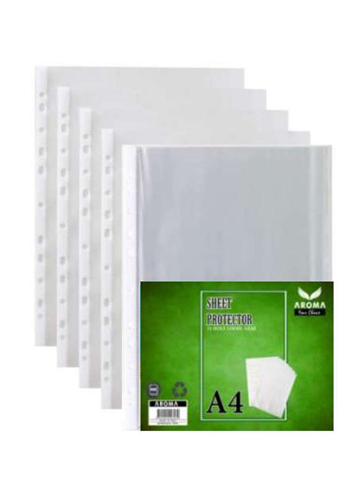 A4 Sheet Protectors 35 Micron – Durable Transparent Plastic Sleeves for Documents (Pack of 100) | Clear A4 Document Protectors Hole-Punched for Files and Binders | High-Quality Plastic Sleeves for Office and School Use
