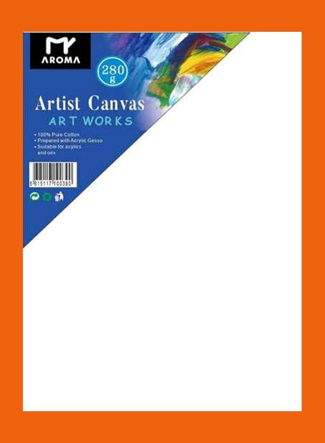 Aroma High-Quality AROMA Artist Canvas 40 x 40 cm - 280 G - Pure Cotton Acrylic and Oil Paint Compatible