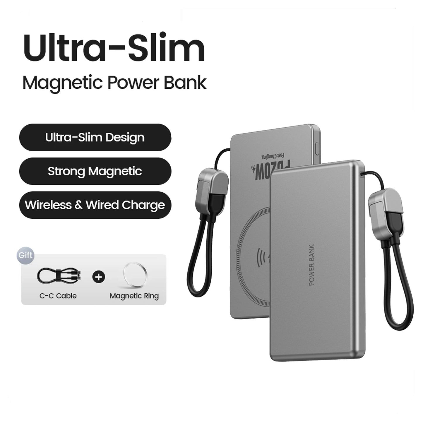 10000mAh Ultra Slim Power Bank for MagSafe,Magnetic Wireless Powerbank Fast Charger Thin Portable Battery For iPhone 17 16 15 12