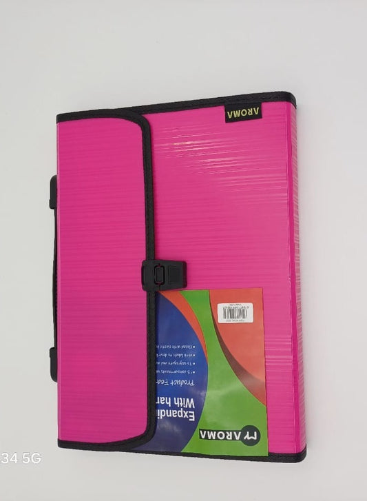 AROMA Expandable File Folder for Office and School – Pink | A4 Document Organizer with Handle