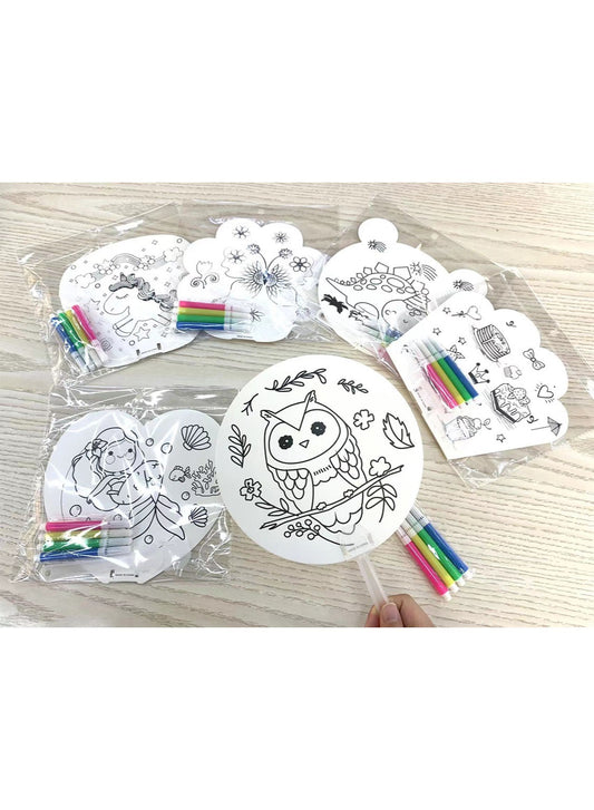 DIY Coloring Fan Kit – Creative Art Set for Kids with Markers