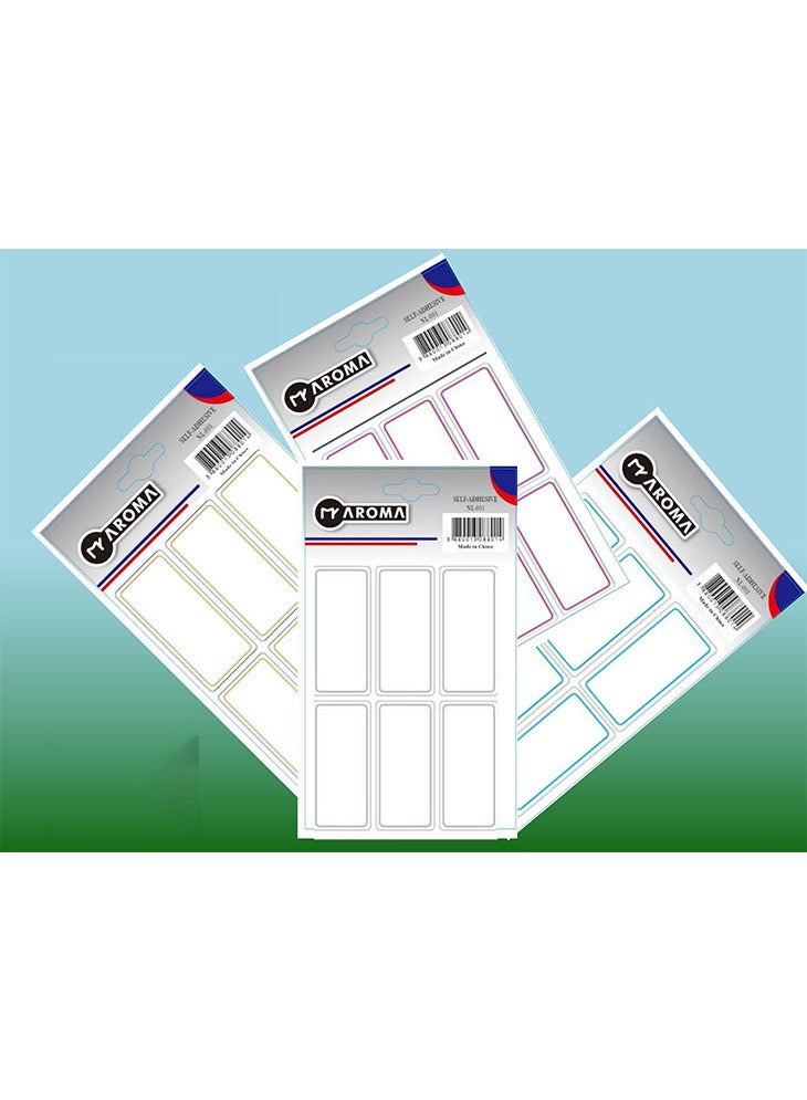AROMA Self-Adhesive Name Labels - Multi-Color Rectangular Stickers