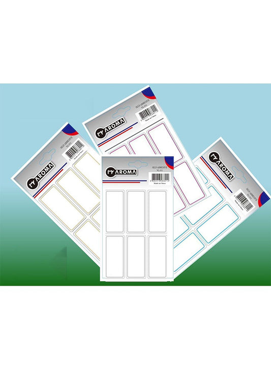 AROMA Self-Adhesive Name Labels - Multi-Color Rectangular Stickers
