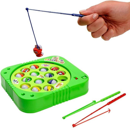 Aroma Pei Song Fishing Game for Kids – 24 Fish, 4 Players, Battery Operated Rotating Board Toy