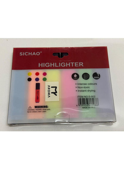 Aroma Bright Highlighter Pen Set - 6 Vibrant Colors for Studying, Office, and Creative Projects