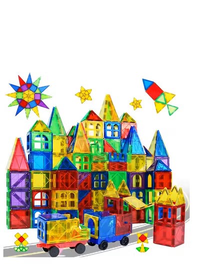 139 PCS Magnetic Tiles Building Blocks Set – DIY Creative STEM Kit for Kids with Bonus Car & Ferris Wheel Parts – Educational Magnet Blocks Toy with Storage Box