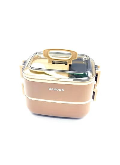Premium Dual-Layer Thermal Lunch Box with Transparent Lid and Secure Lock – Ideal for Work or School or Travel