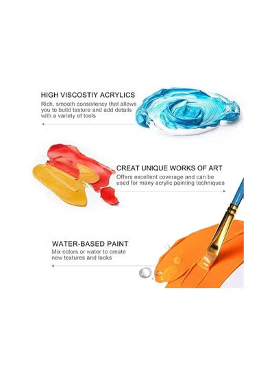 Aroma Acrylic Paint Set - 12 Vibrant Colors with Brushes