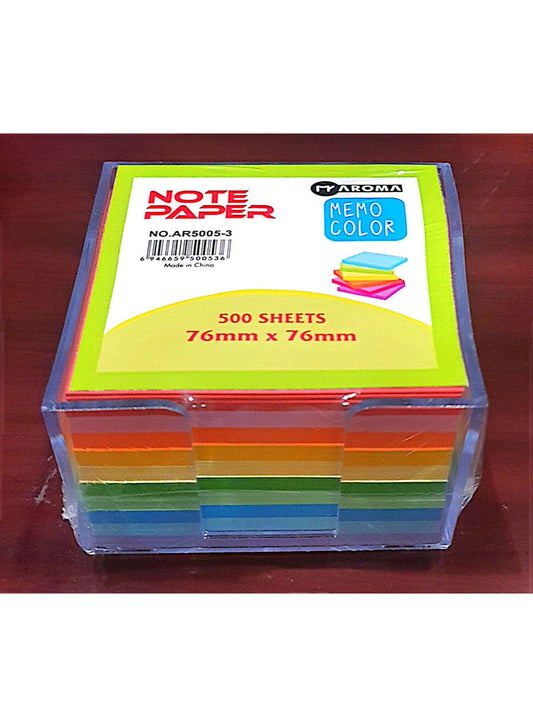 Colorful Note Paper Cube (500 Sheets, 76x76 mm) – Vibrant Memo Pads for Office, School & Daily Use – Convenient Sticky Notes for Organization and Quick Notes