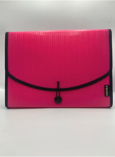 Aroma A4 Expanding File Organizer – 13 Pocket Document Folder with Elastic Closure (Pink)