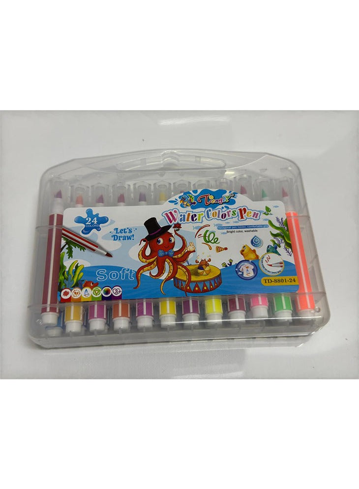TONGDI Watercolor Pen Set - 24 Washable Markers for Kids and Artists