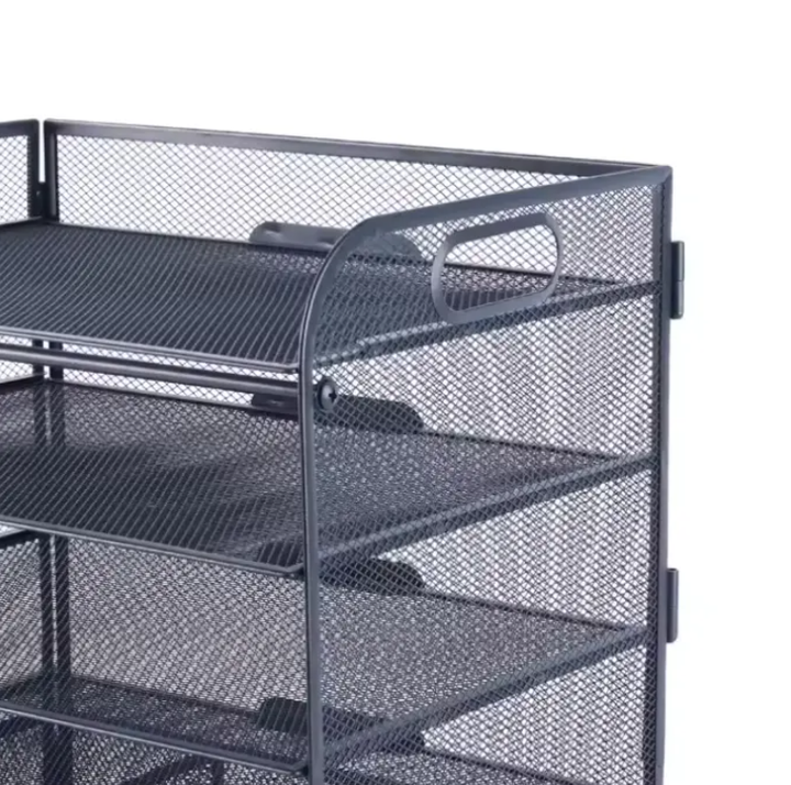 5-Tier Metal Mesh Document Organizer – Office Desktop File Tray Shelf for Papers, Letters, and Folders – Durable Wire Rack for Home & Office
