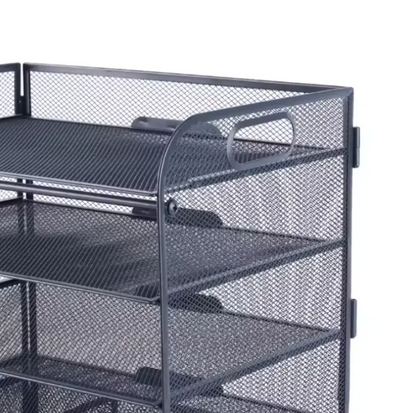5-Tier Metal Mesh Document Organizer – Office Desktop File Tray Shelf for Papers, Letters, and Folders – Durable Wire Rack for Home & Office
