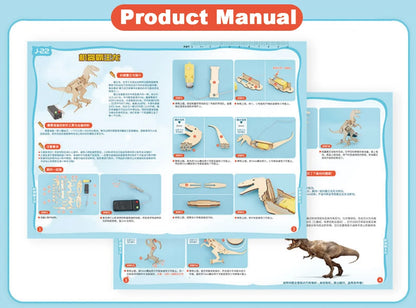 نموذج خشبي مصنوع يدويًا، ألعاب تركيب ذاتي، روبوت تيرانوصور يتم التحكم فيه عن بعد، ألعاب تعليمية، مجموعة تجارب علمية، ألعاب ألغاز تكنولوجية للأطفال