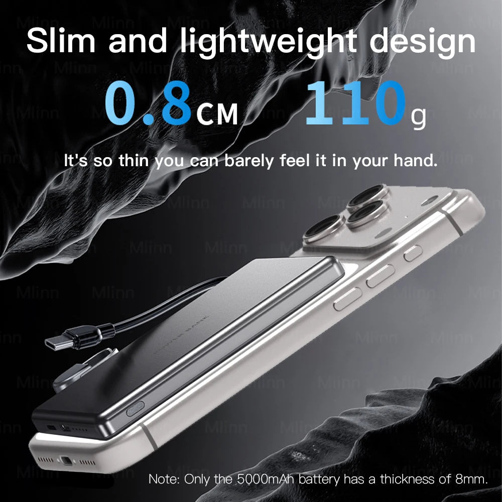 شاحن محمول فائق النحافة بسعة 10000 مللي أمبير، متوافق مع تقنية MagSafe، شاحن لاسلكي مغناطيسي سريع، بطارية محمولة رفيعة لأجهزة iPhone 17 و16 و15 و12