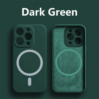 Magnetic Liquid Silicone Cover For Magsafe Case Iphone 14 13 12 Mini 11 Pro Max 7 8 Plus Se 2020 Xr Xs X Camera Precision Hole