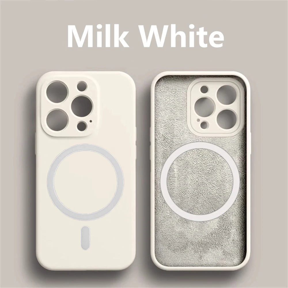 Magnetic Liquid Silicone Cover For Magsafe Case Iphone 14 13 12 Mini 11 Pro Max 7 8 Plus Se 2020 Xr Xs X Camera Precision Hole