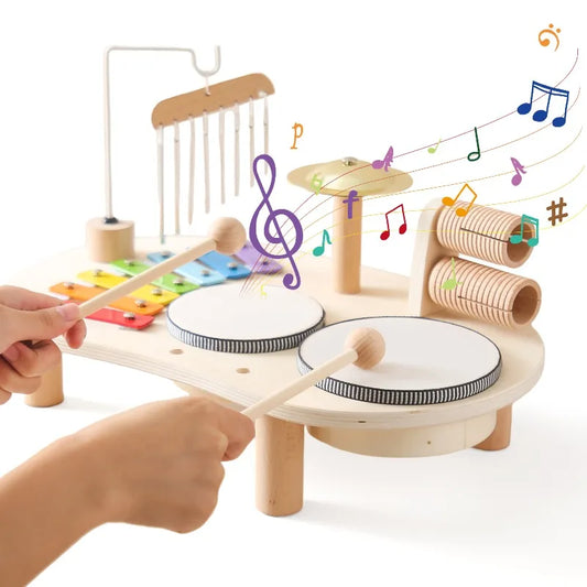 Wooden Musical Instruments Toys for Kids Xylophone Drum Aeolian Bells Percussion Baby Montessori Educational Toys Birthday Gifts