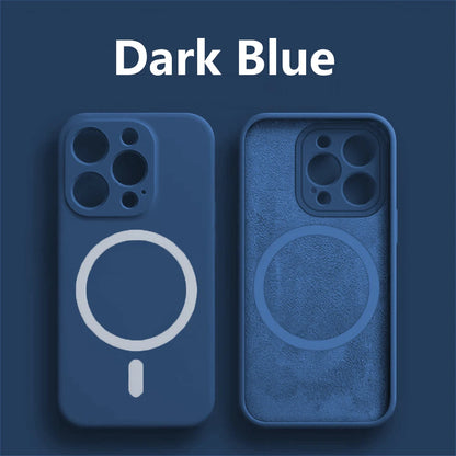 Magnetic Liquid Silicone Cover For Magsafe Case Iphone 14 13 12 Mini 11 Pro Max 7 8 Plus Se 2020 Xr Xs X Camera Precision Hole