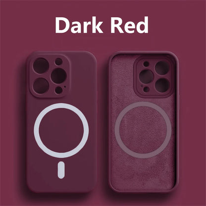 Magnetic Liquid Silicone Cover For Magsafe Case Iphone 14 13 12 Mini 11 Pro Max 7 8 Plus Se 2020 Xr Xs X Camera Precision Hole