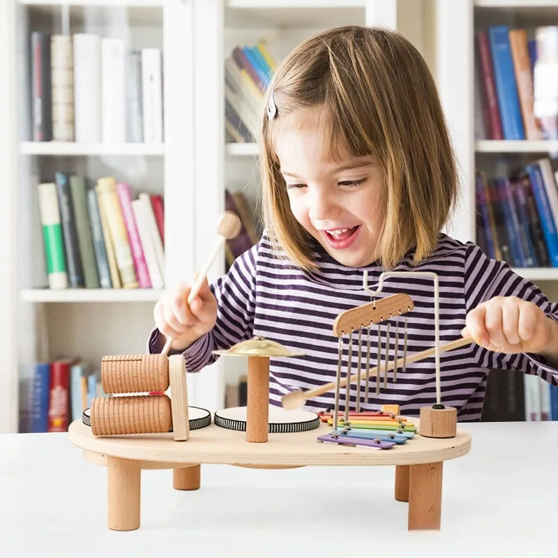 Wooden Musical Instruments Toys for Kids Xylophone Drum Aeolian Bells Percussion Baby Montessori Educational Toys Birthday Gifts