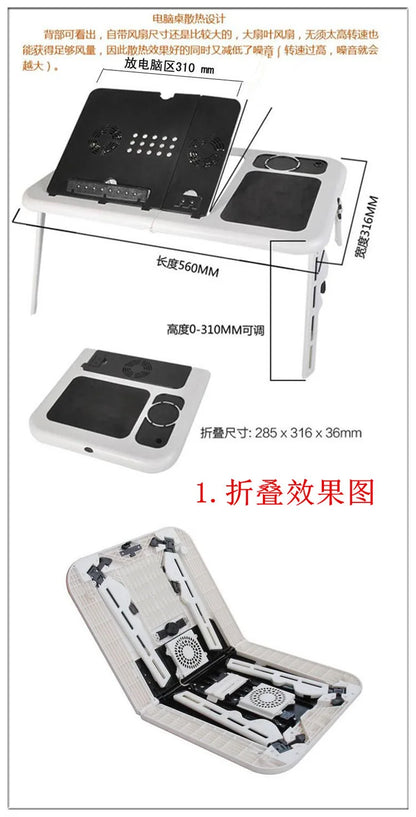 laptop desk for bed Multi functional adjustable table usb Cooling fan Portable folding adjustable laptop table lap desk