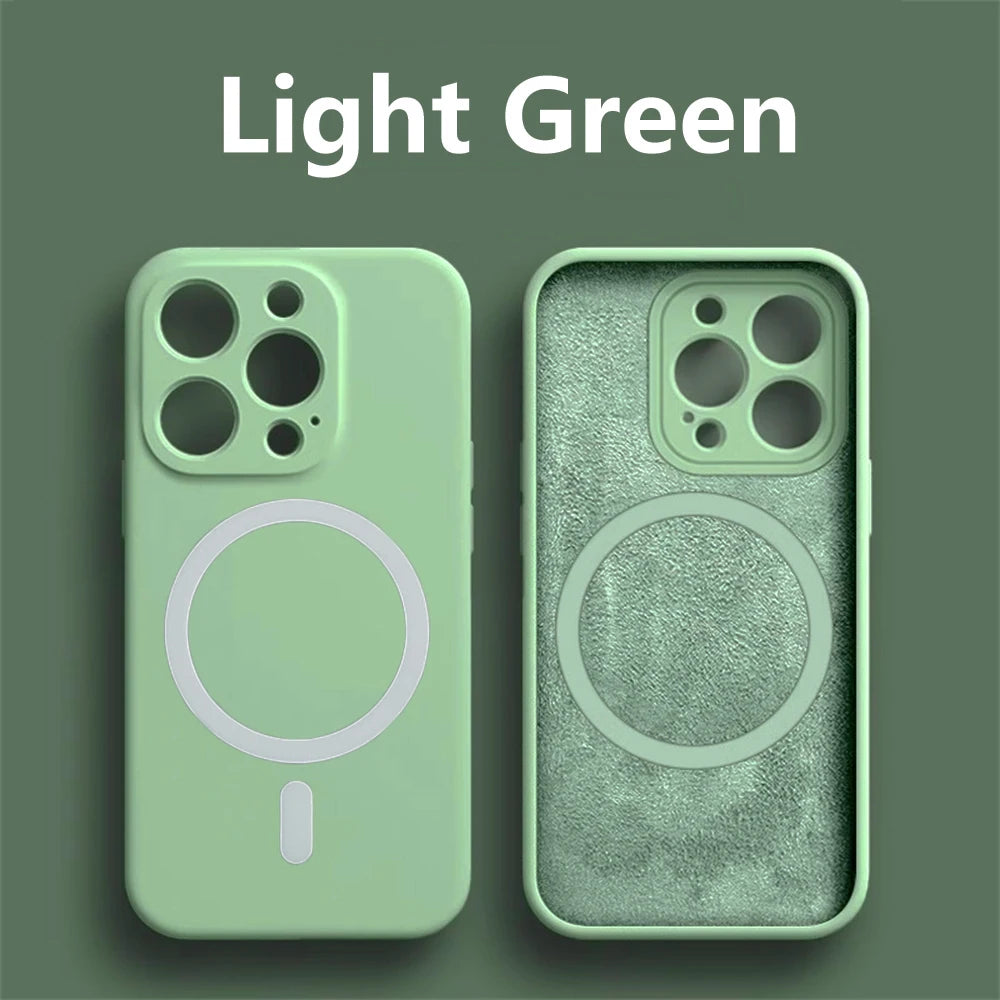 Magnetic Liquid Silicone Cover For Magsafe Case Iphone 14 13 12 Mini 11 Pro Max 7 8 Plus Se 2020 Xr Xs X Camera Precision Hole