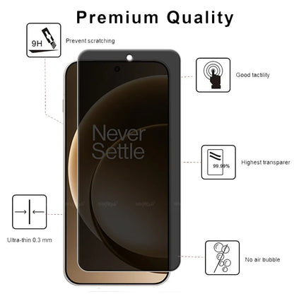 واقي شاشة زجاجي 6 في 1 لهاتف ون بلس 15، واقي شاشة زجاجي مقوى لحماية الخصوصية، مقاوم للتجسس بدرجة صلابة 9H، واقي عدسة زجاجي لهاتف ون بلس 15