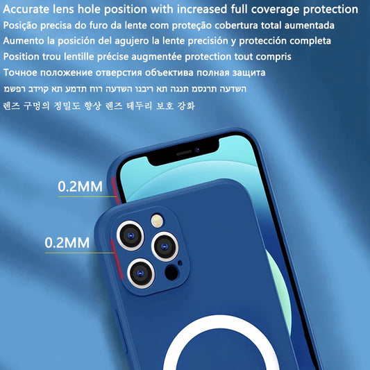 Magnetic Liquid Silicone Cover For Magsafe Case Iphone 14 13 12 Mini 11 Pro Max 7 8 Plus Se 2020 Xr Xs X Camera Precision Hole