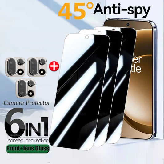 6in1 For Oneplus 15 Glass Oneplus 15 Tempered Glass Protective Privacy 9H Anti-Spy Glue Screen Protector Oneplus 15 Lens Glass