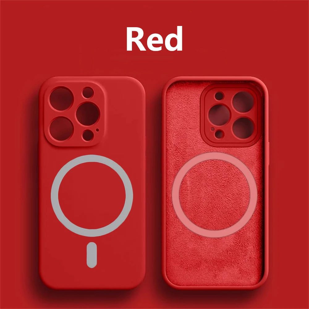 Magnetic Liquid Silicone Cover For Magsafe Case Iphone 14 13 12 Mini 11 Pro Max 7 8 Plus Se 2020 Xr Xs X Camera Precision Hole