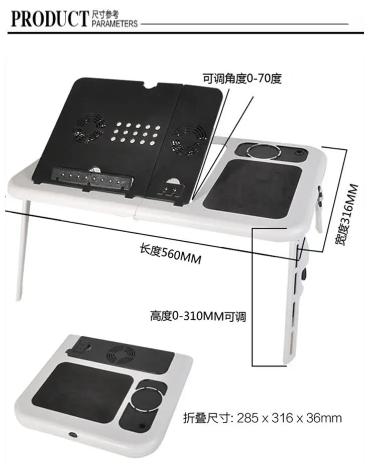 laptop desk for bed Multi functional adjustable table usb Cooling fan Portable folding adjustable laptop table lap desk
