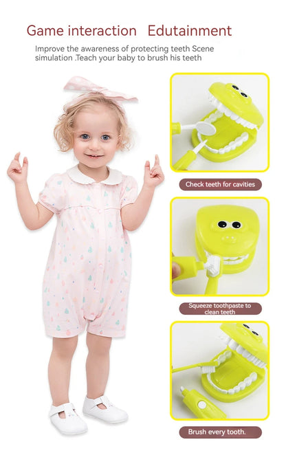 Children Montessori Toys Parent-child Interaction For Girl Boy Dentist Check Teeth Model Doctors Role Play Baby Kid Learning Toy