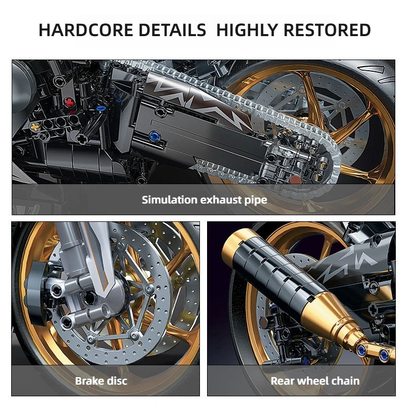 مجموعة تويلينكس لتزيين سطح المكتب على شكل دراجة نارية مصنوعة من سبيكة معدنية، 2045 قطعة، نموذج بناء سباق، ألعاب أطفال، هدية مثالية لأعياد الميلاد والفصح