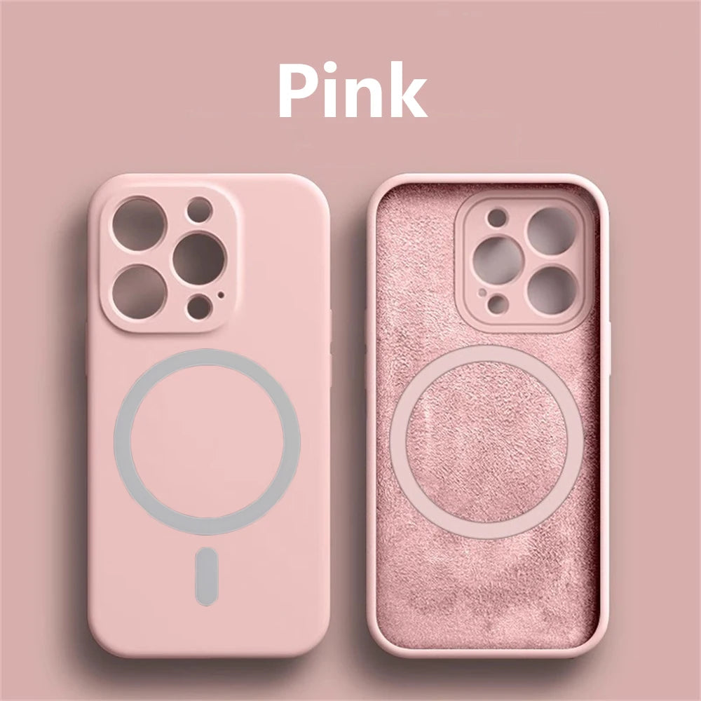 Magnetic Liquid Silicone Cover For Magsafe Case Iphone 14 13 12 Mini 11 Pro Max 7 8 Plus Se 2020 Xr Xs X Camera Precision Hole