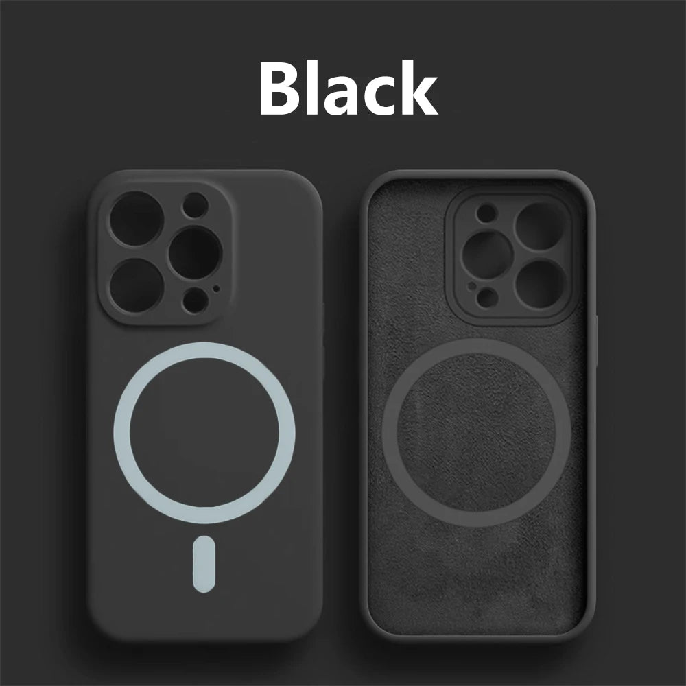 Magnetic Liquid Silicone Cover For Magsafe Case Iphone 14 13 12 Mini 11 Pro Max 7 8 Plus Se 2020 Xr Xs X Camera Precision Hole