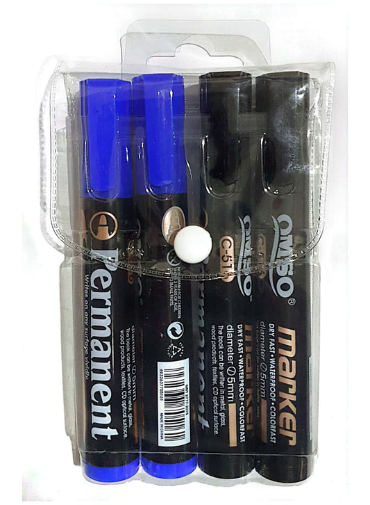 Permanent Marker Set - 4 Colors, Waterproof, Writes on Any Surface