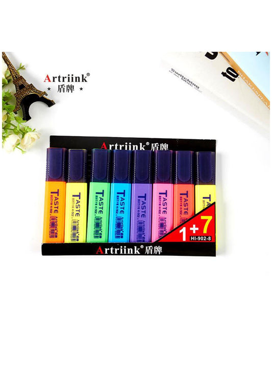 Artriink Highlighter Set 8 Vibrant Neon Colors for Study and Work