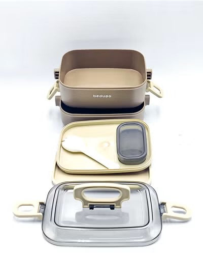 Premium Dual-Layer Thermal Lunch Box with Transparent Lid and Secure Lock – Ideal for Work or School or Travel