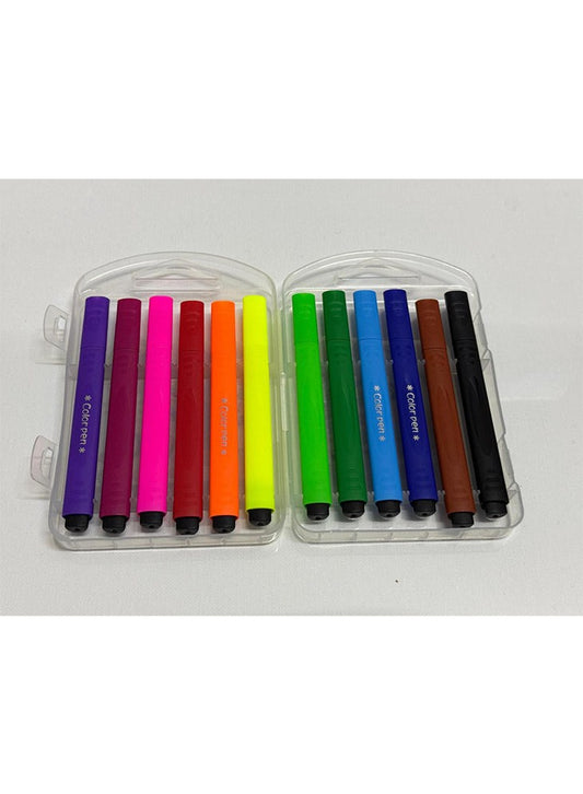 12-Piece Classic Fine Line Marker Set – Vibrant Colors for Precise Drawing and Writing