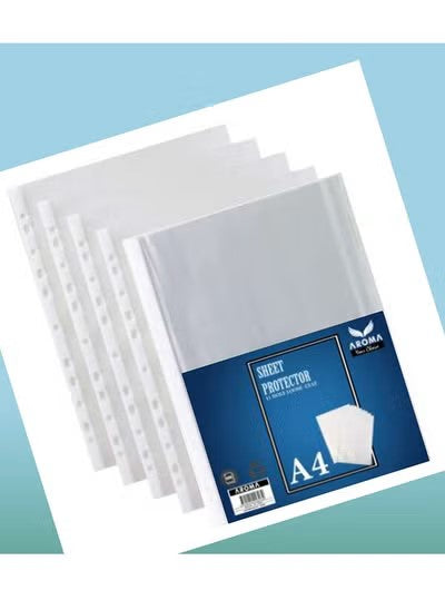 Aroma A4 Sheet Protectors 50 Micron – Durable Transparent Plastic Sleeves for Documents (Pack of 100)