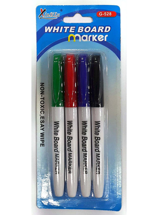 Whiteboard Markers Pack of 4 Assorted Colors (Red, Black, Blue, Green)